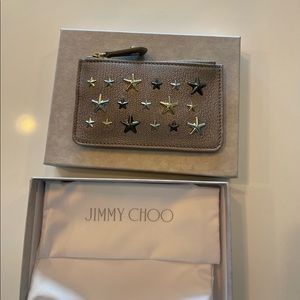 JIMMY CHOO Ladies Nancy Star Studded Leather Key Holder Purse NWT
